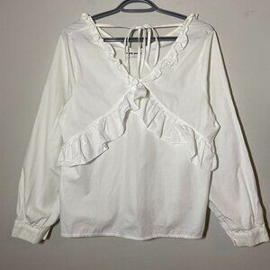 Pixie Market Ruffle Lace White Blouse